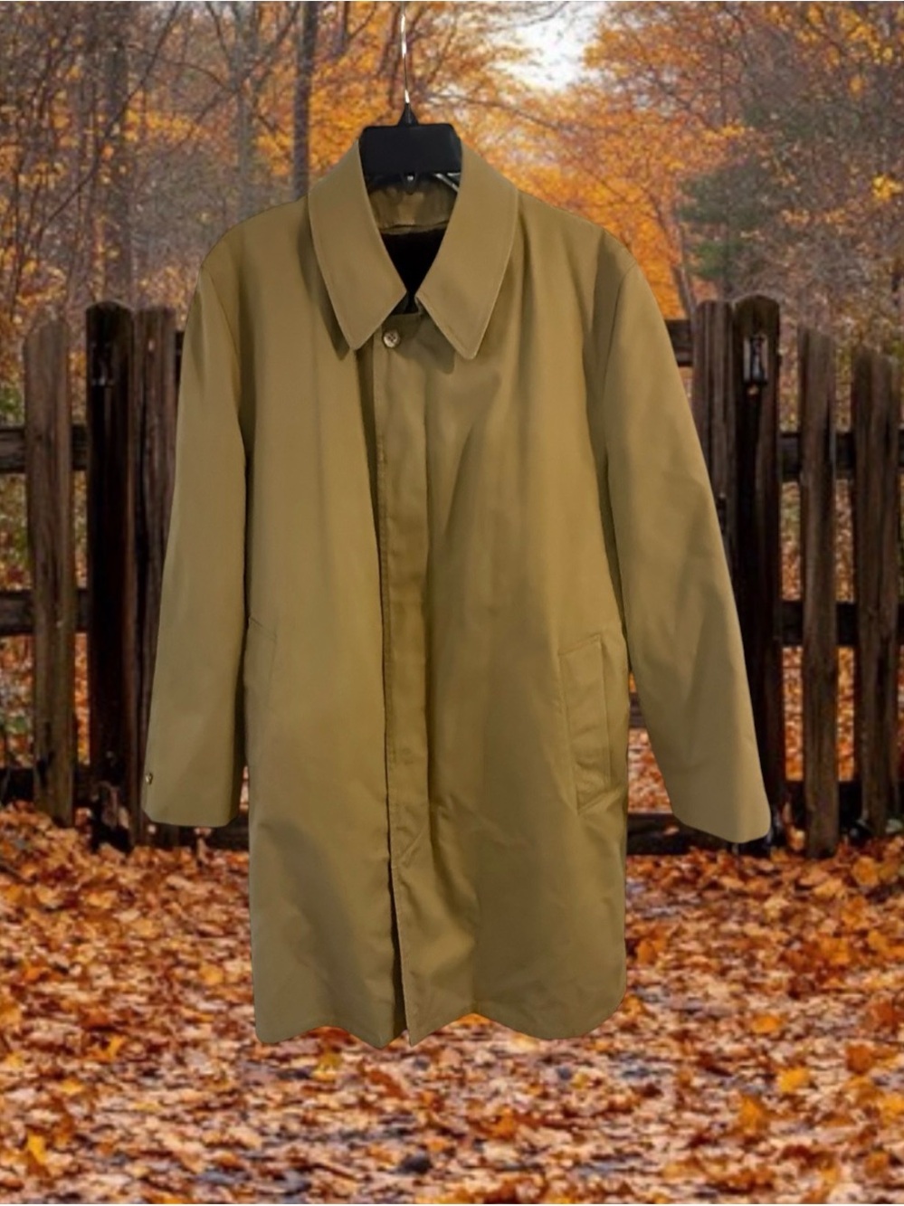 Rainfair Men’s Khaki Raincoat Trench Coat 40 Water Repellent Vintage Koratron